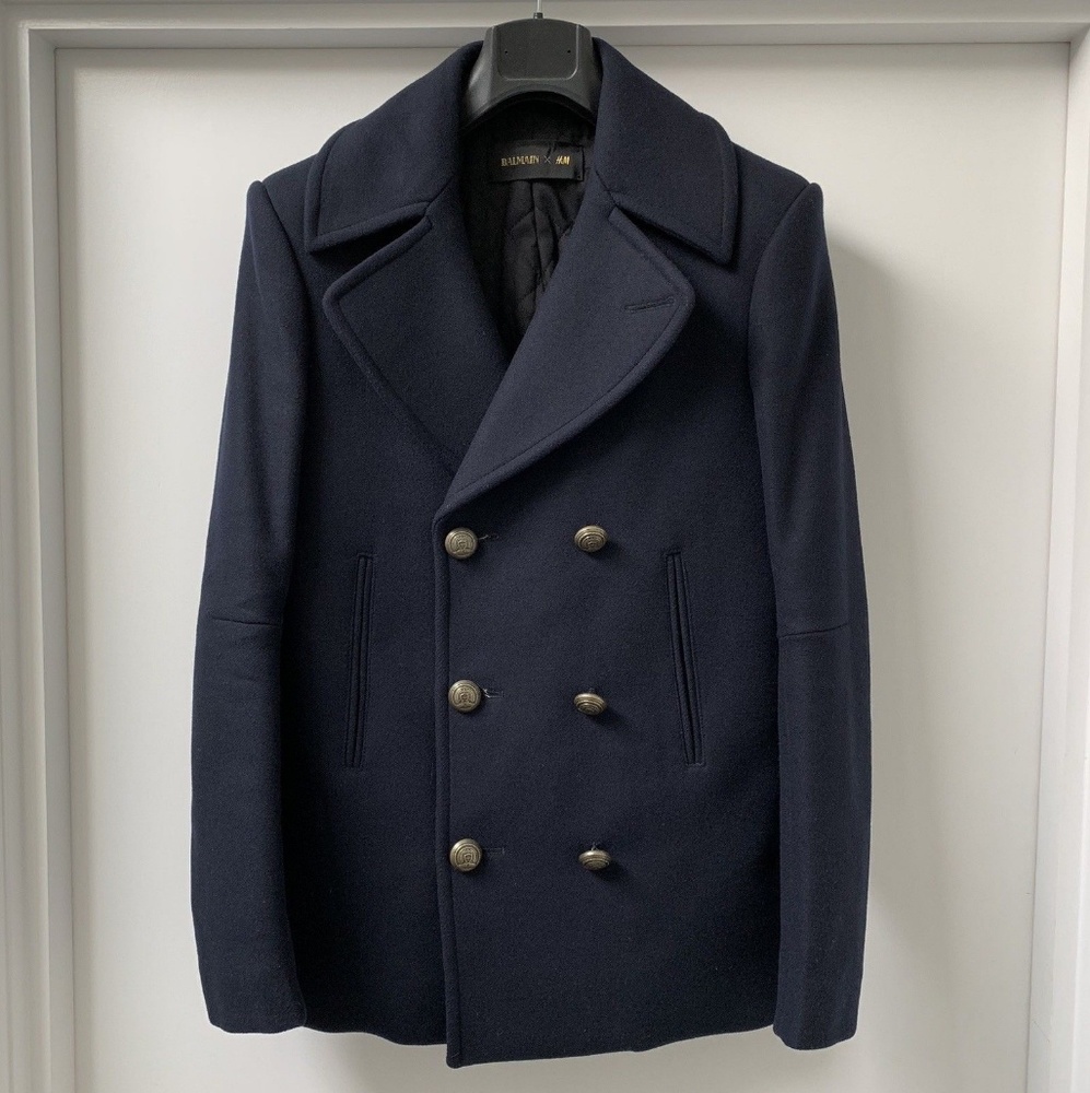 Balmain for H&M mens slim fit peacoat SZ US 40